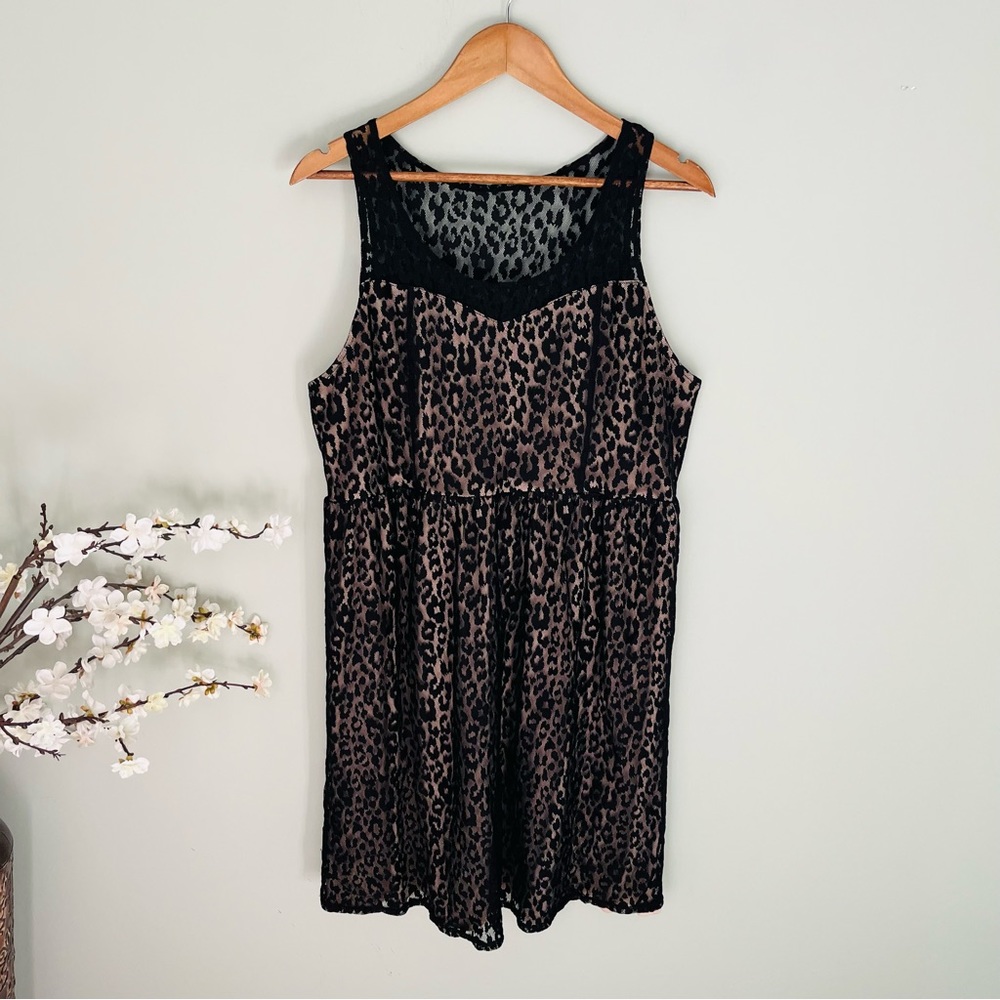 Lane Bryant Sleeveless Cheetah Print Lace Dress Approx Size 16 - Picture 3 of 6
